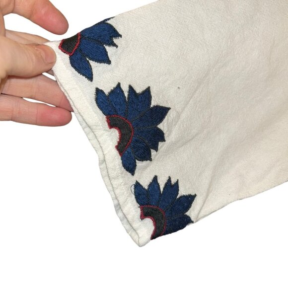 Piper by Townsen white navy blue red embroidered flowers tunic dress L - Picture 4 of 6